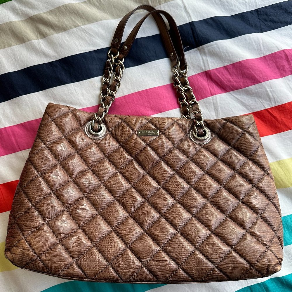 kate spade quilted gold coast crossbody, embossed snake skin look leather